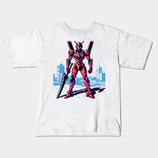 8Bit Evangelion eva 02 Kids T-Shirt